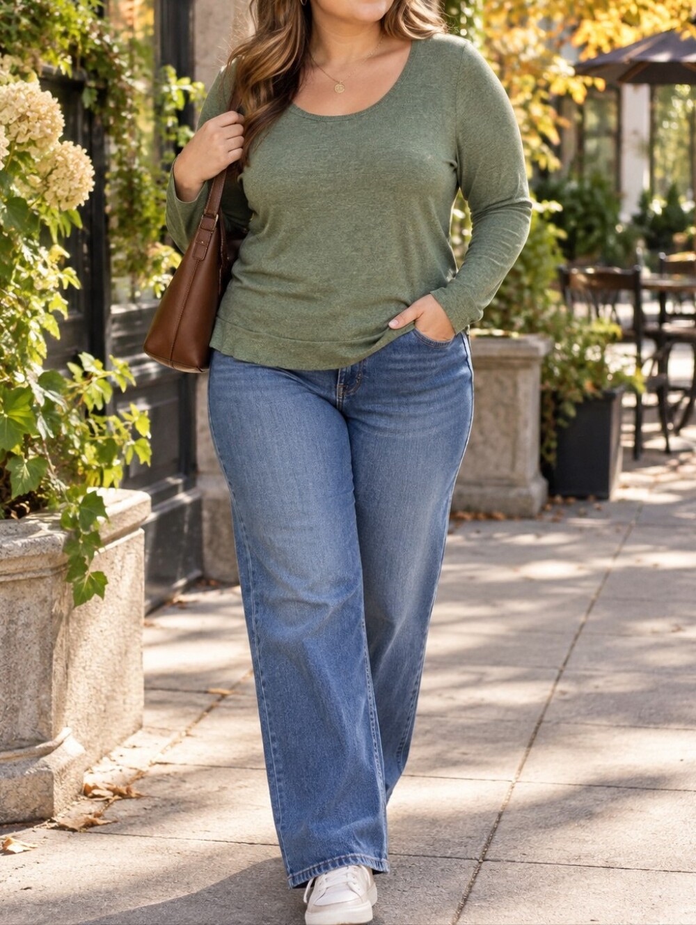 Reitmans Olive Green Modal Blend Scoop Neck Long Sleeve Top Soft Stretch Casual